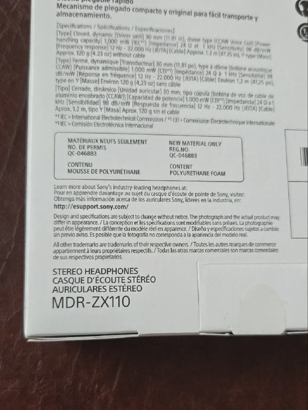 Sony Black On-Ear Headphones MDR-ZX110